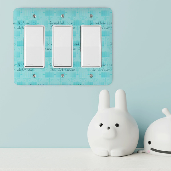 Hanukkah Rocker Light Switch Covers - Triple - IN CONTEXT