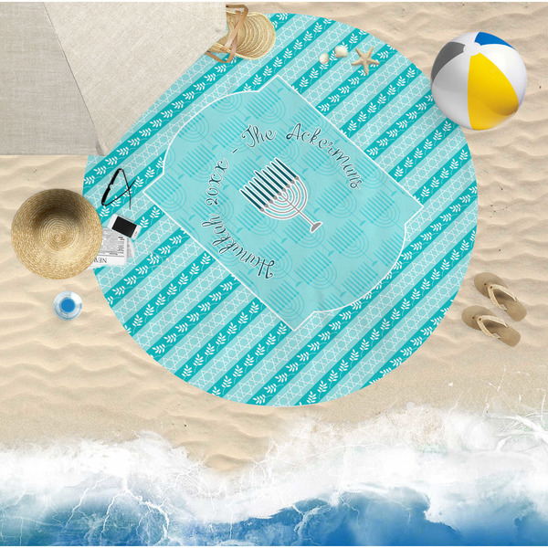 Hanukkah Round Beach Towel Lifestyle