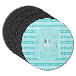 Hanukkah Round Rubber Backed Coasters - Set of 4 (Personalized)
