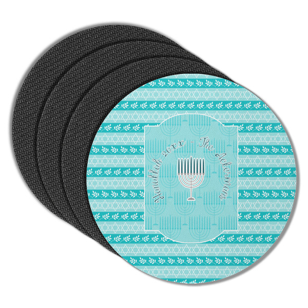 Custom Hanukkah Round Rubber Backed Coasters - Set of 4 (Personalized)