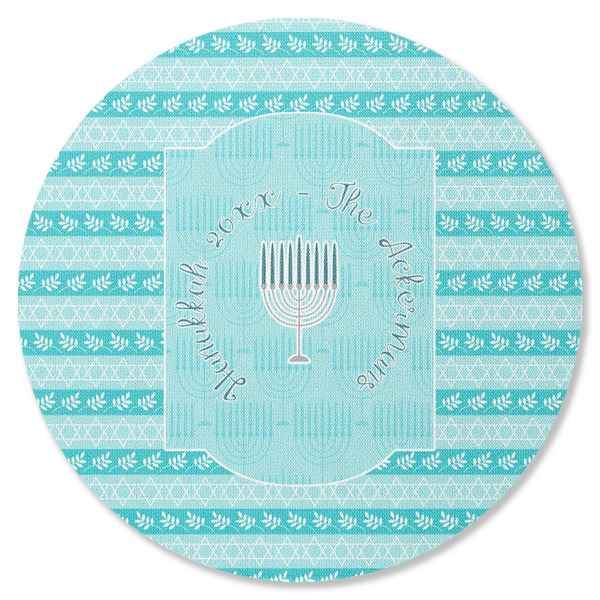 Custom Hanukkah Round Rubber Backed Coaster (Personalized)