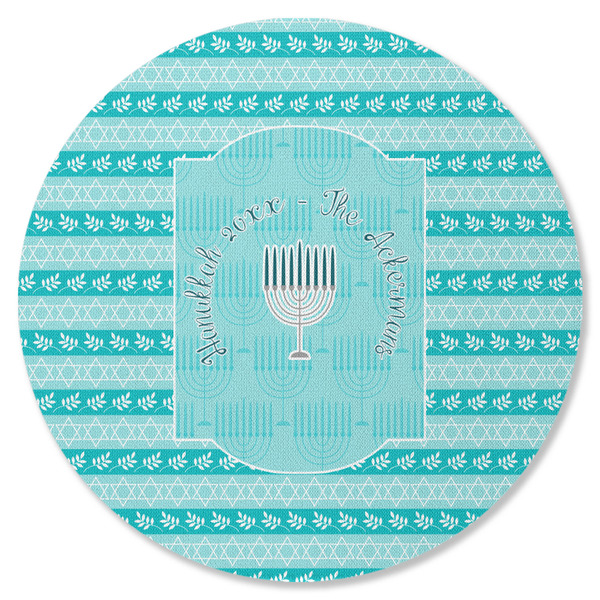 Custom Hanukkah Round Rubber Backed Coaster (Personalized)