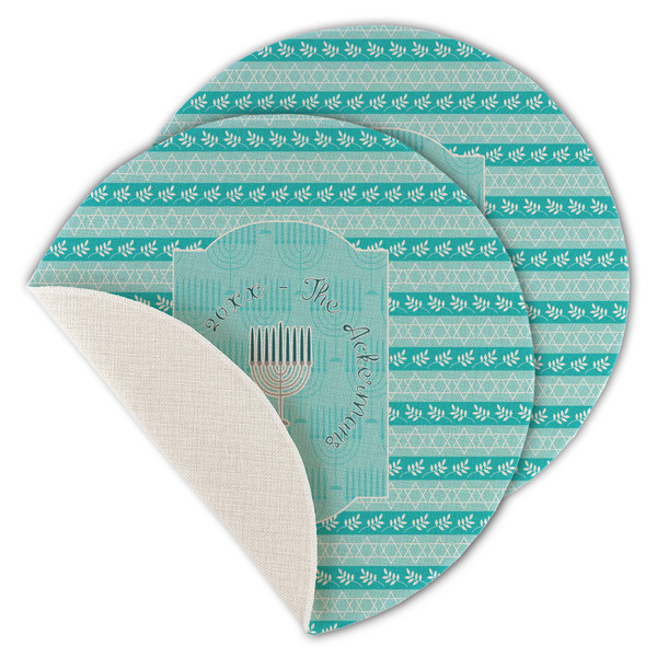 Hanukkah Round Linen Placemats - MAIN (Single Sided)