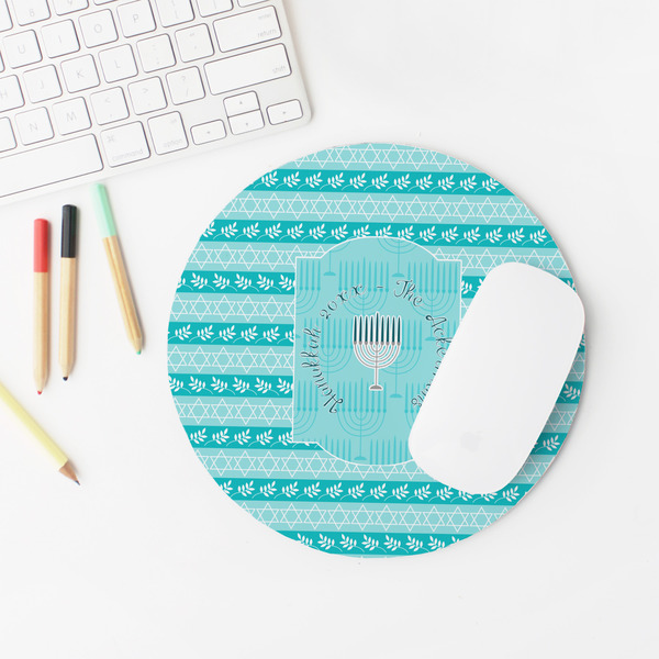 Hanukkah Round Mousepad - LIFESTYLE 2