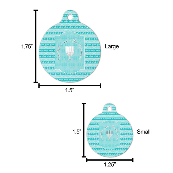Hanukkah Round Pet ID Tag - Large - Comparison Scale