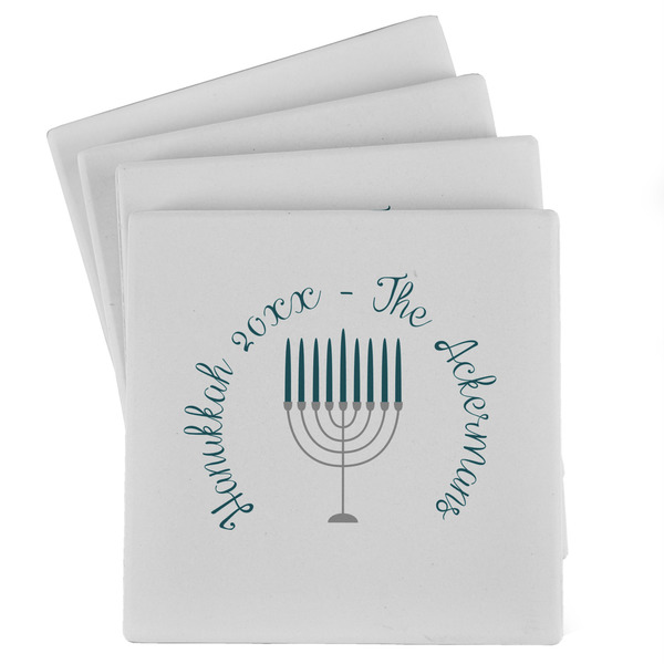 Custom Hanukkah Absorbent Stone Coasters - Set of 4 (Personalized)