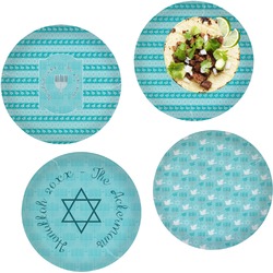 Hanukkah Set of 4 Glass Lunch / Dinner Plate 10" (Personalized)
