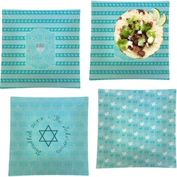 Hanukkah Set of 4 Glass Square Lunch / Dinner Plate 9.5" (Personalized)