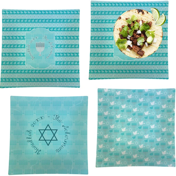 Hanukkah Set of Square Dinner Plates