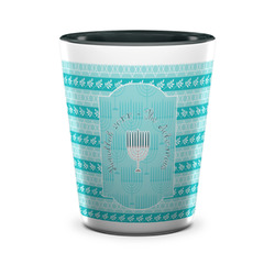 Hanukkah Ceramic Shot Glass - 1.5 oz - Two Tone - Set of 4 (Personalized)