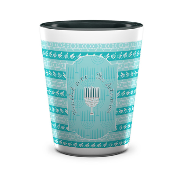 Custom Hanukkah Ceramic Shot Glass - 1.5 oz - Two Tone - Set of 4 (Personalized)