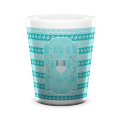 Hanukkah Ceramic Shot Glass - 1.5 oz - White - Single (Personalized)