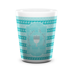 Hanukkah Ceramic Shot Glass - 1.5 oz - White - Single (Personalized)