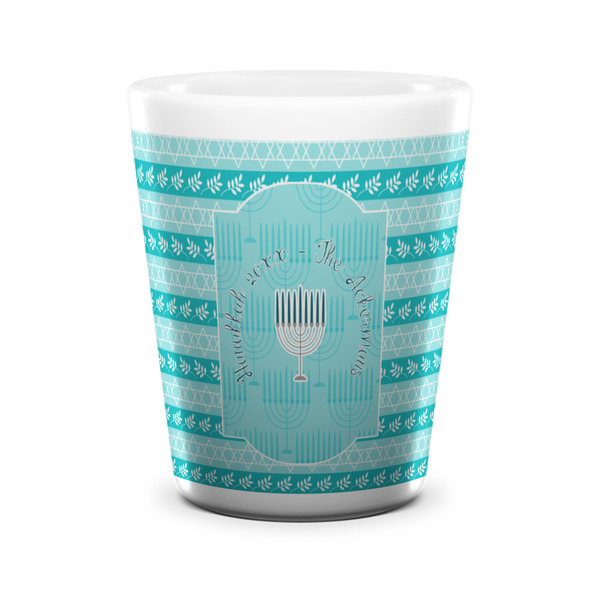 Custom Hanukkah Ceramic Shot Glass - 1.5 oz - White - Set of 4 (Personalized)