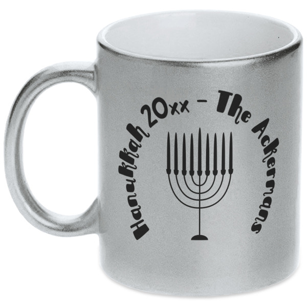 Custom Hanukkah Metallic Silver Mug (Personalized)