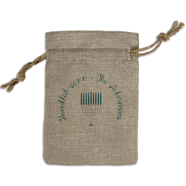 Custom Hanukkah Small Burlap Gift Bag - Front (Personalized)