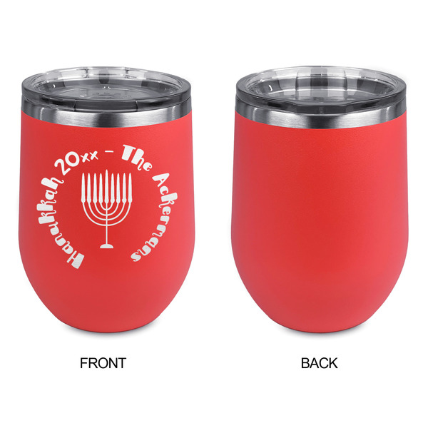 Hanukkah Stainless Wine Tumblers - Coral - Single Sided - Approval