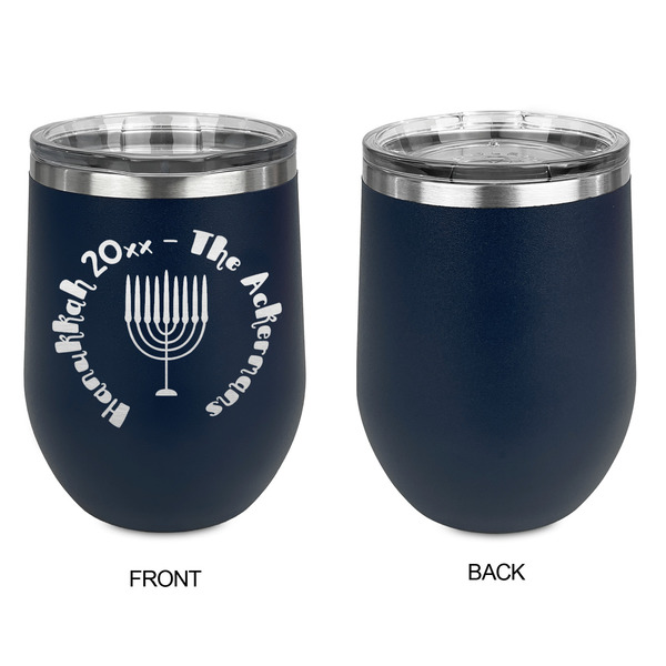 Hanukkah Stainless Wine Tumblers - Navy - Single Sided - Approval