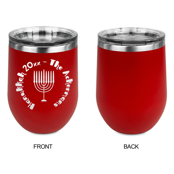 Hanukkah Stainless Wine Tumblers - Red - Single Sided - Approval
