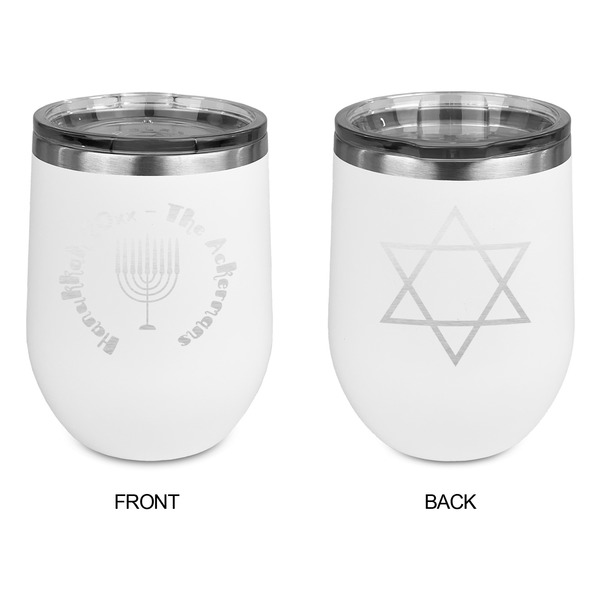 Hanukkah Stainless Wine Tumblers - White - Double Sided - Approval
