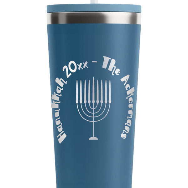 Hanukkah Steel Blue RTIC Everyday Tumbler - 28 oz. - Close Up