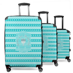 Hanukkah 3 Piece Luggage Set - 20" Carry On, 24" Medium Checked, 28" Large Checked (Personalized)