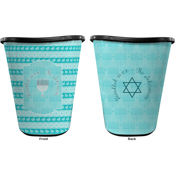 Hanukkah Trash Can Black - Front and Back - Apvl