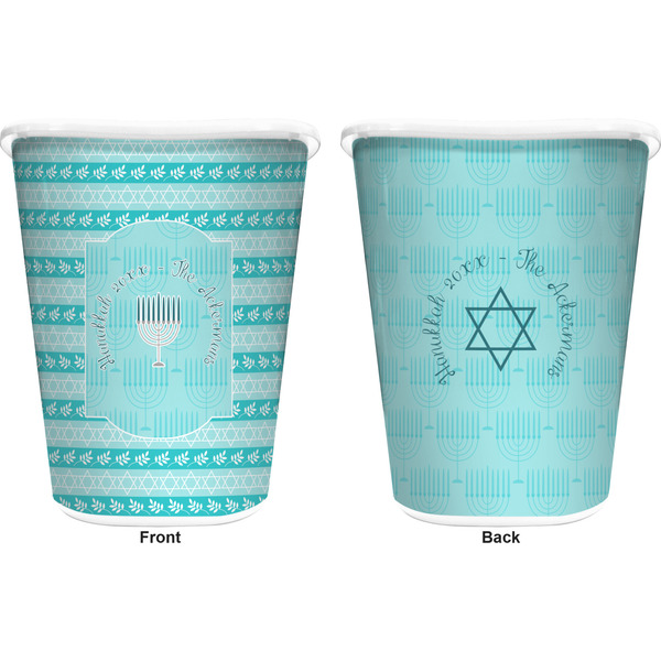 Hanukkah Trash Can White - Front and Back - Apvl