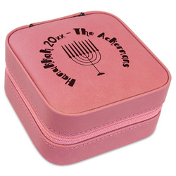 Hanukkah Travel Jewelry Boxes - Pink Leather (Personalized)