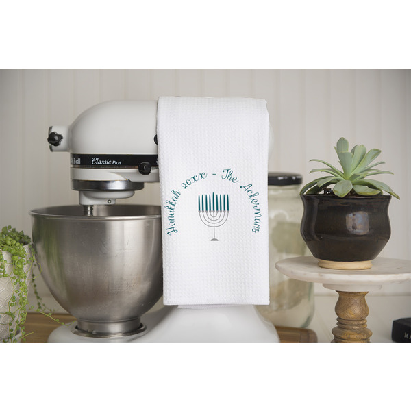 Hanukkah Waffle Weave Towel - Lifestyle - Partial Print