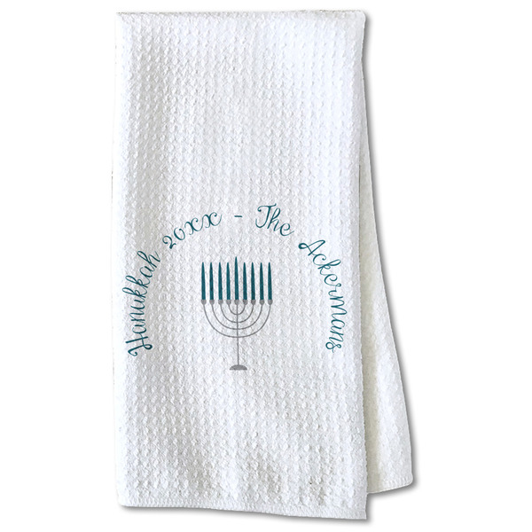 Custom Hanukkah Kitchen Towel - Waffle Weave - Partial Print (Personalized)