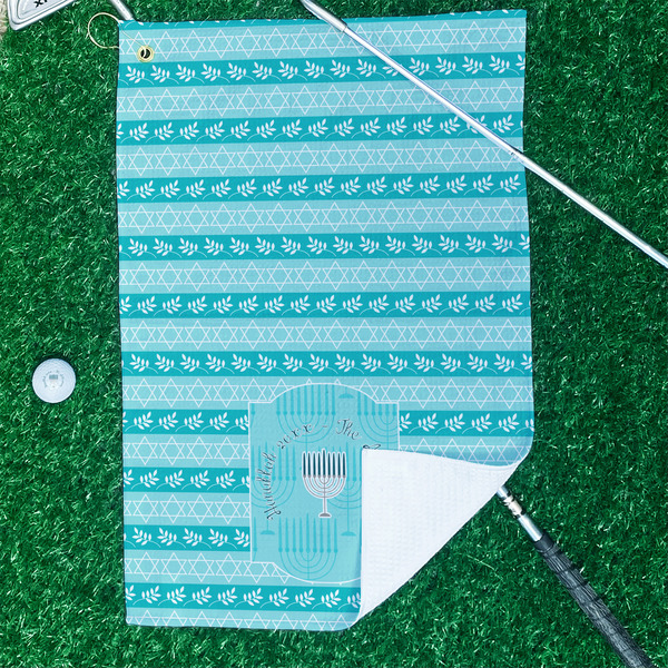 Hanukkah Waffle Weave Golf Towel - In Context