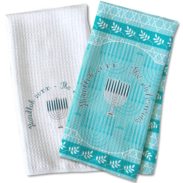 Hanukkah Waffle Weave Towels - Two Print Styles