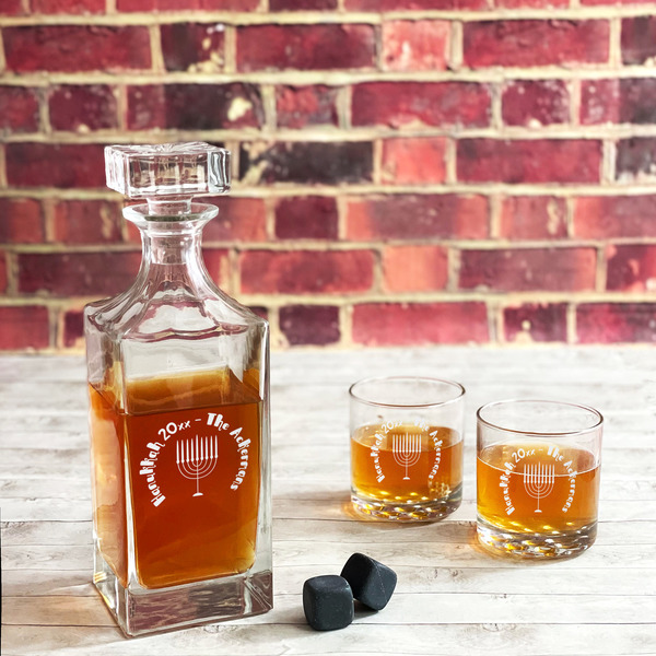 Hanukkah Whiskey Decanters - 30oz Square - LIFESTYLE