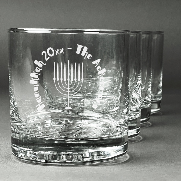 Custom Hanukkah Whiskey Glasses (Set of 4) (Personalized)