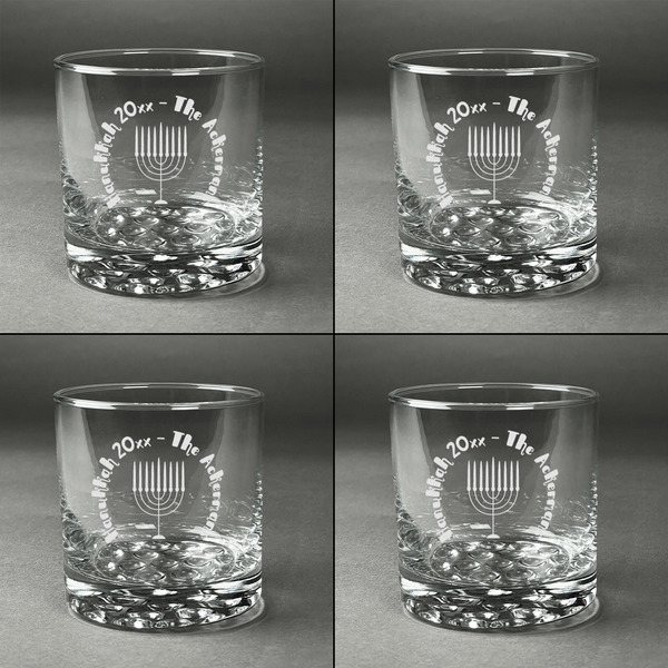 Hanukkah Whiskey Glasses - Set of 4 all Engraved