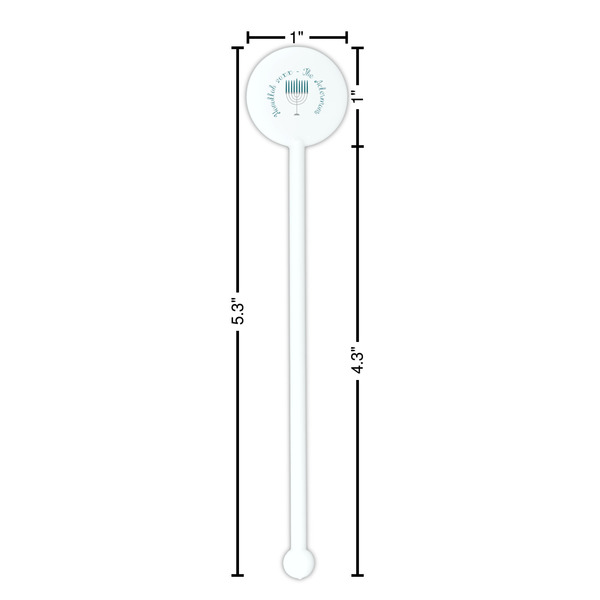 Hanukkah White Plastic 5.5" Stir Stick - Round - Dimensions