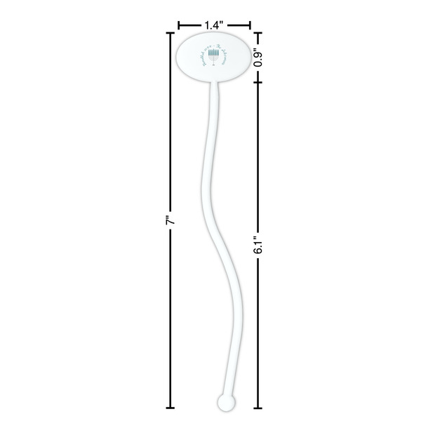 Hanukkah White Plastic 7" Stir Stick - Oval - Dimensions