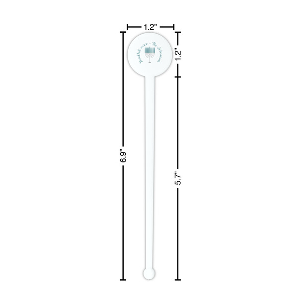 Hanukkah White Plastic 7" Stir Stick - Round - Dimensions