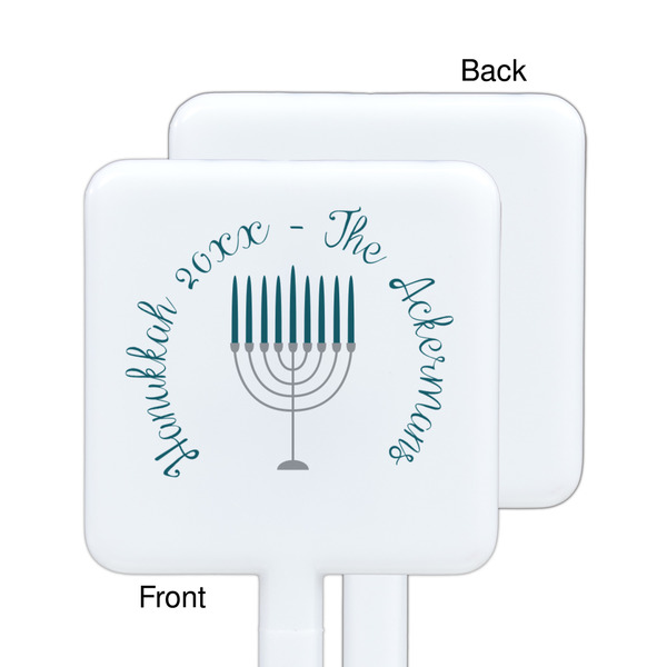 Hanukkah White Plastic Stir Stick - Single Sided - Square - Approval