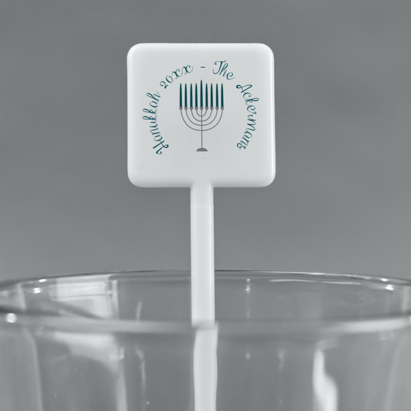 Hanukkah White Plastic Stir Stick - Square - Main