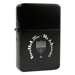 Hanukkah Windproof Lighter - Black - Single Sided & Lid Engraved (Personalized)
