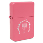 Hanukkah Windproof Lighter - Pink - Single Sided & Lid Engraved (Personalized)