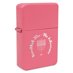 Hanukkah Windproof Lighter - Pink - Double Sided & Lid Engraved (Personalized)