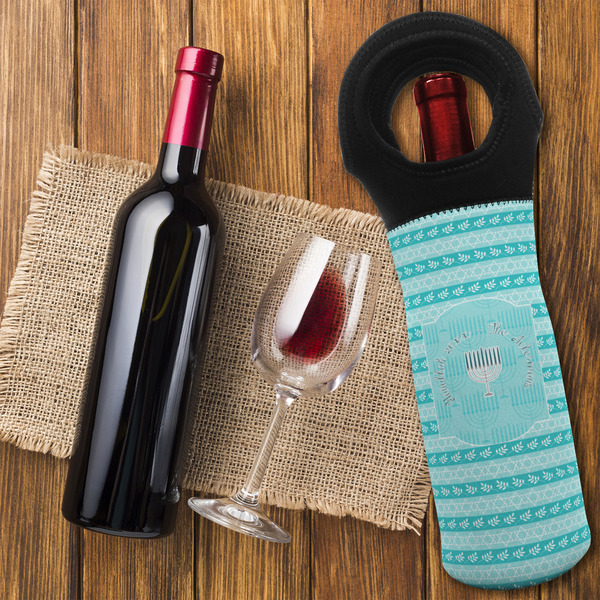 Hanukkah Wine Tote Bag - FLATLAY