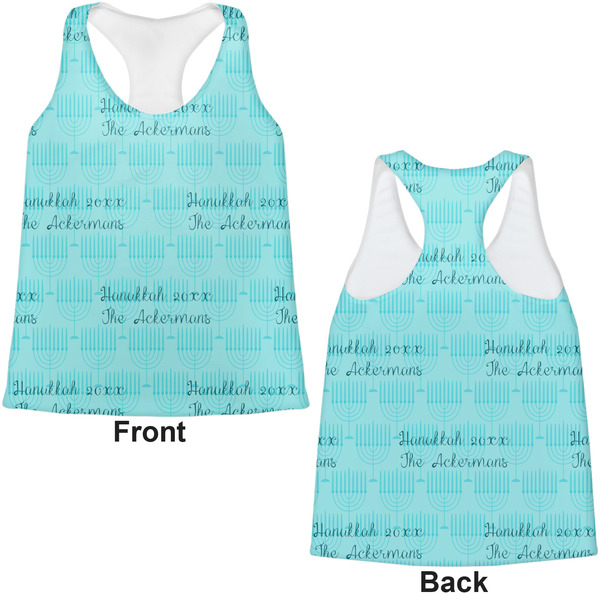 Hanukkah Womens Racerback Tank Tops - Medium - Front and Back