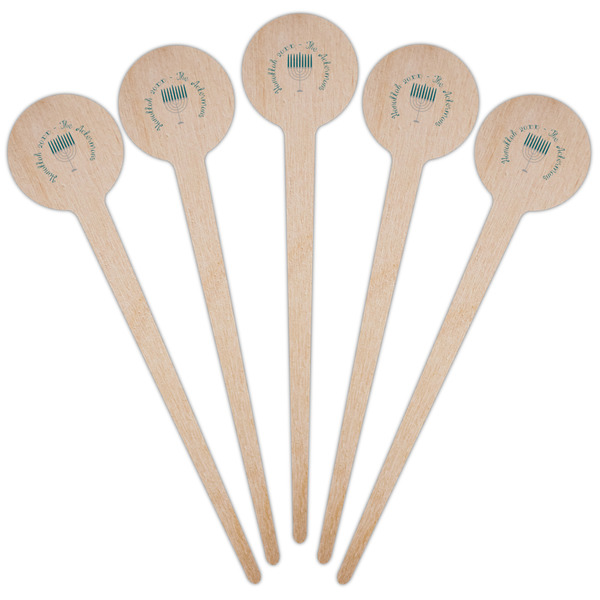 Hanukkah Wooden 4" Food Pick - Round - Fan View