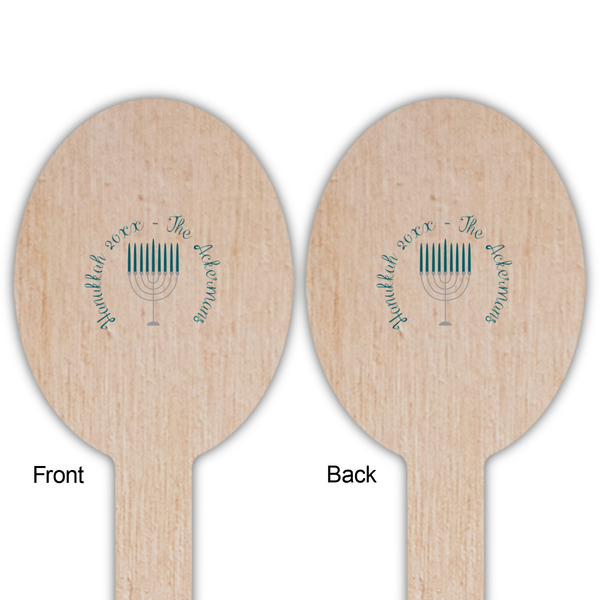 Hanukkah Wooden Food Pick - Oval - Double Sided - Front & Back