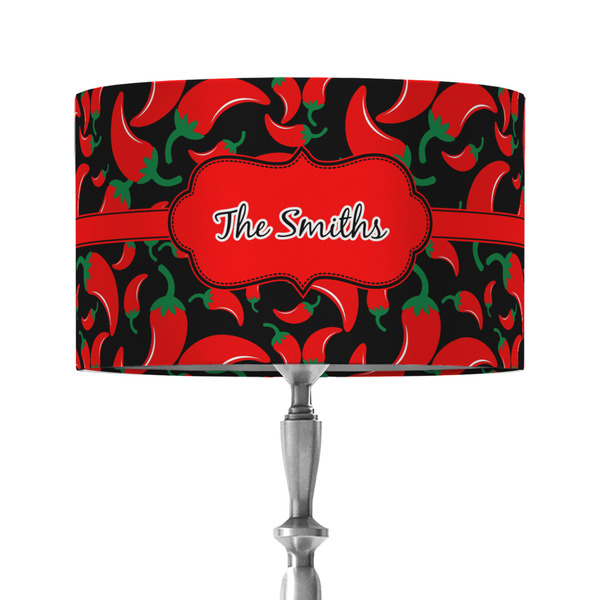 Chili Peppers 12" Drum Lampshade - ON STAND (Fabric)