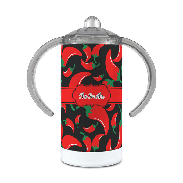 Custom Chili Peppers 12 oz Stainless Steel Sippy Cup (Personalized)